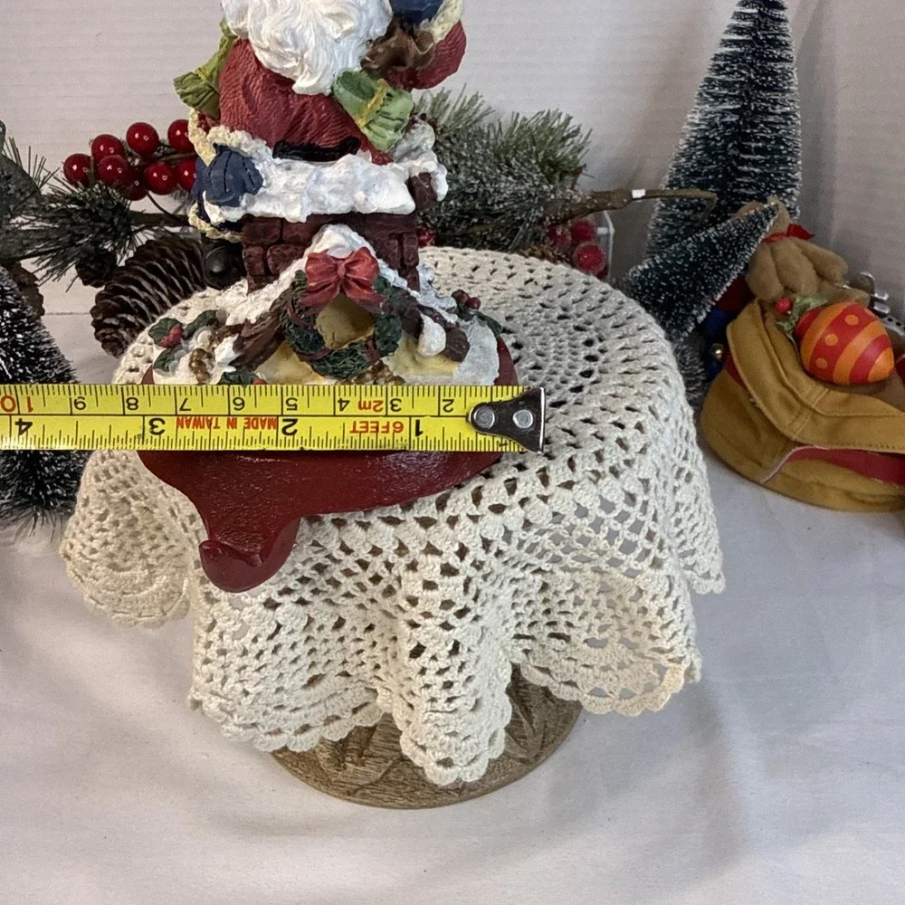 Cast Iron Base Santa with Bag of Toys Chimney Christmas Stocking Hanger Holder